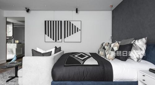 卧室也沿用了黑白灰色系极简风充斥着效果图装修效果图大全2018图片
