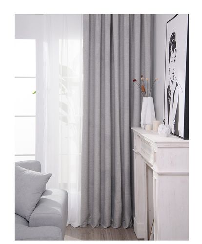 天鹅绒麻灰色窗帘北欧简约风格遮光卧室温馨客厅现代轻奢韩式清新
