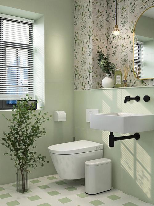 浴室瓷砖丨4清新淡雅的小小卫生间设计