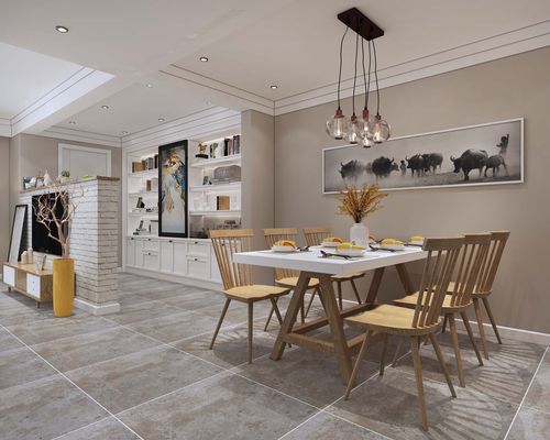 北欧别墅一二层客餐厅3d模型下载2013版本附材质及灯光
