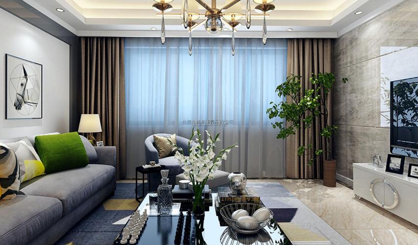 现代风格138平方米三居客厅窗帘设计图装信通网效果图