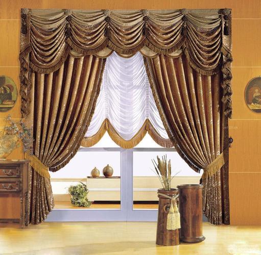 美式新古典风格棕色窗帘设计图装修123效果图