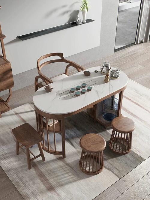 实木岩板茶桌椅水壶一体多功能茶几现代简约茶桌小户型家用泡茶台97
