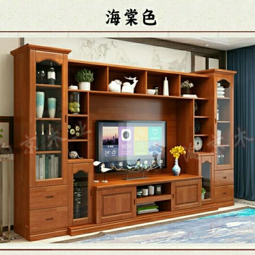 新中式实木电视背景柜组合电视组合柜高款现代客厅电视柜客厅新款