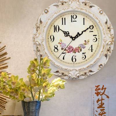 石英挂表客厅挂钟欧式大气田园挂式钟表装饰家用挂墙时尚静音时钟