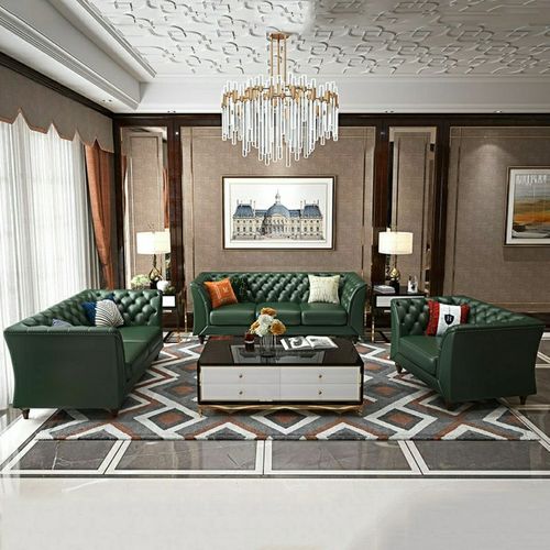 三人位客厅u型美式轻奢头层牛皮沙发后现代别墅高档优质皮艺沙发