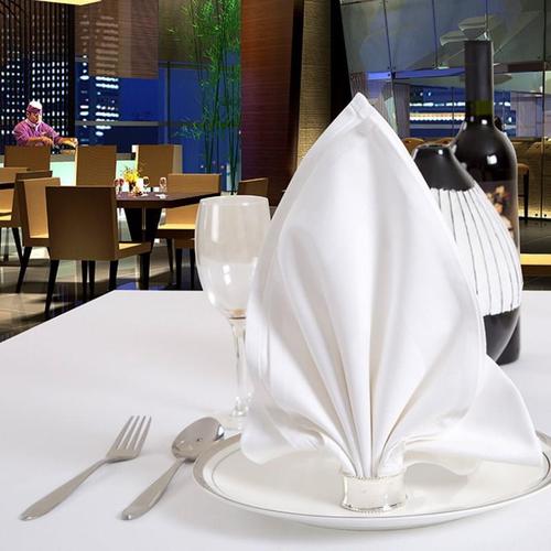 纯色白色餐巾花装布酒店西餐厅餐垫布餐口桌摆北台饰方巾折布欧