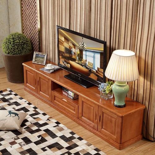 实木电视柜茶几组合现代中式全实木小户型客厅高款家用储物影视柜
