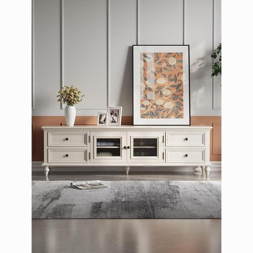 美式实木电视柜茶几组合客厅地柜白色现代简约小户型储物简欧家具