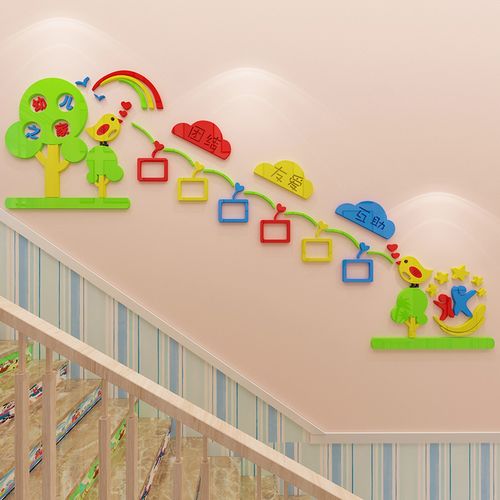 楼梯墙贴照片墙走廊环创主题墙区角布置贴纸幼儿园墙l面装饰贴画