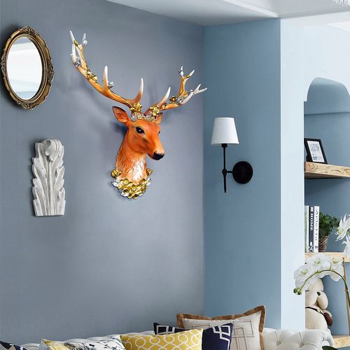 欧式仿真真大鹿头装饰壁挂客厅立体壁饰玄关壁饰