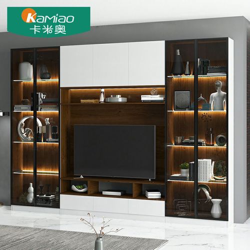 客厅书柜电视柜一体组合墙书架储物柜现代简约背景墙置物架定制
