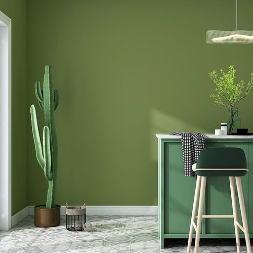 绿色北欧墙纸草绿色卧室背景墙豆绿深绿复古绿浅无纺布墙纸