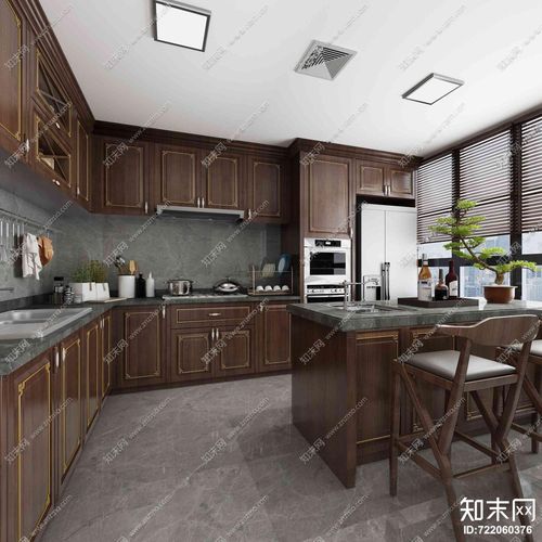 新中式厨房橱柜3d模型下载