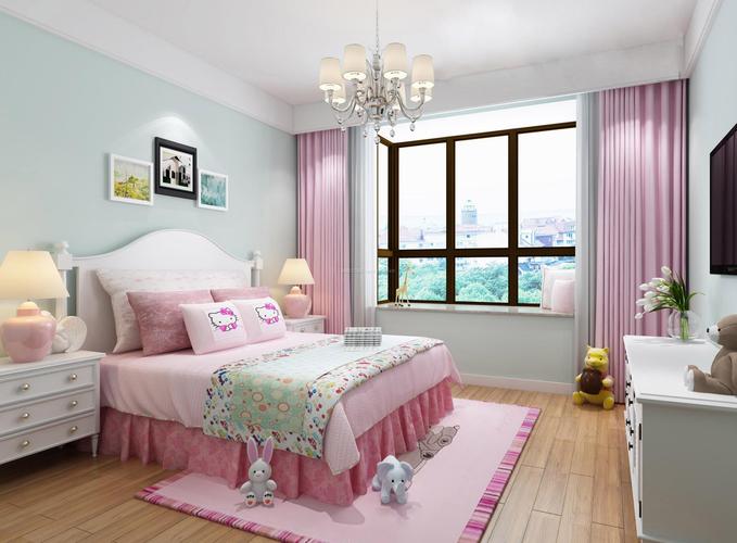 现代欧式风格女孩卧室装修效果图片