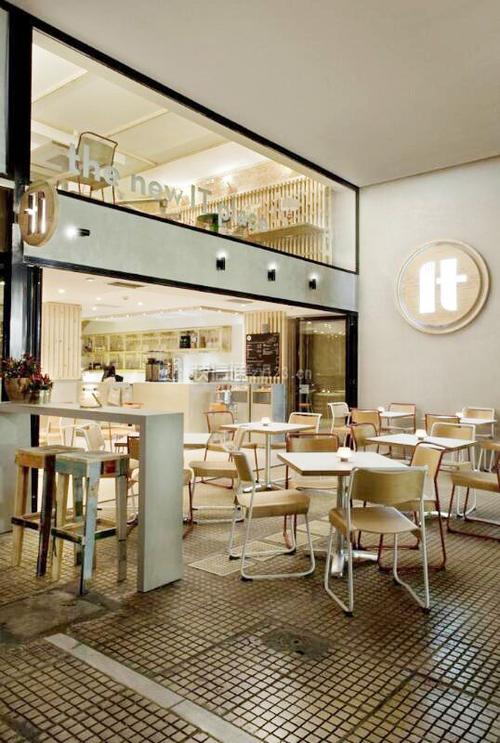杭州简约风格咖啡厅店面装修设计效果图