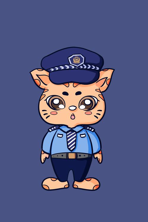 q版动物警察形象猫咪警察