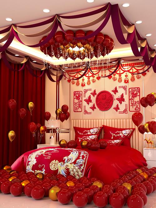 浪漫抖音婚房布置套装新房装饰女方方家卧室气球