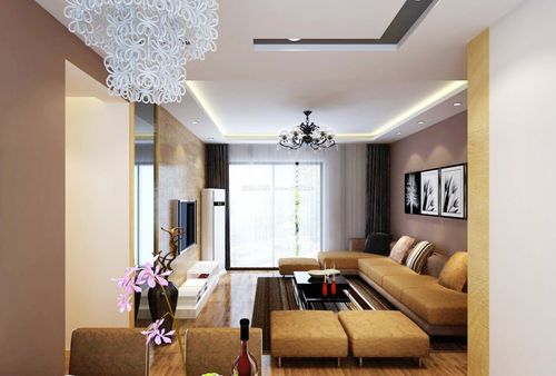 现代100平米客厅黄色组合沙发装修效果图片