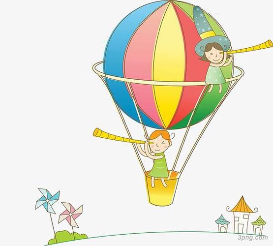 卡通热气球png素材透明免抠图片