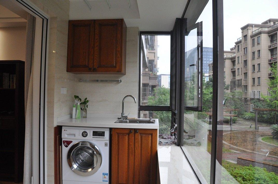 阳台设计北欧混搭风格三居洗衣房装修设计图中式风装修效果图卫生间