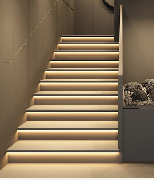 楼梯踏步灯槽防滑明装户外影院台阶灯铝合金灯带槽追光感应楼梯灯