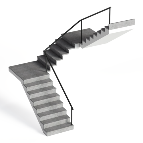 现代大理石转角楼梯模型素材