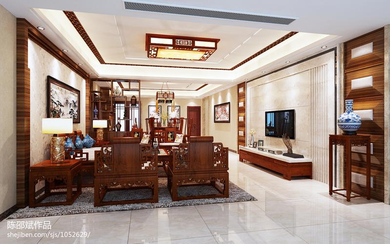 中式客厅实木家具装修效果图大全
