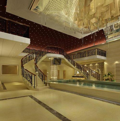 善水国际酒店大厅楼梯装修大铭装饰效果图