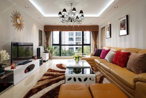 现代客厅棕色皮具沙发装修效果图丽维家家装图库