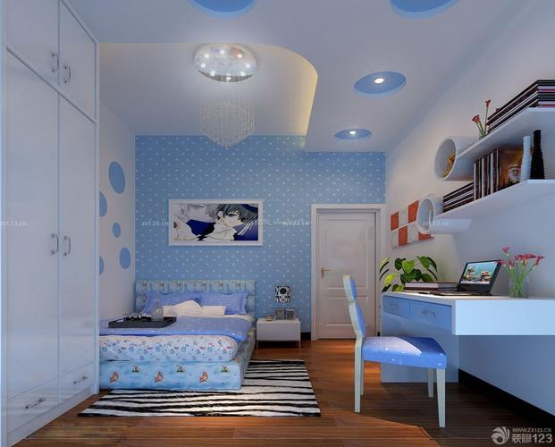蓝色调80平米房屋室内儿童小房间装修效果图
