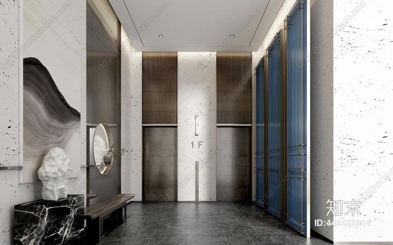 新中式电梯厅3d模型下载