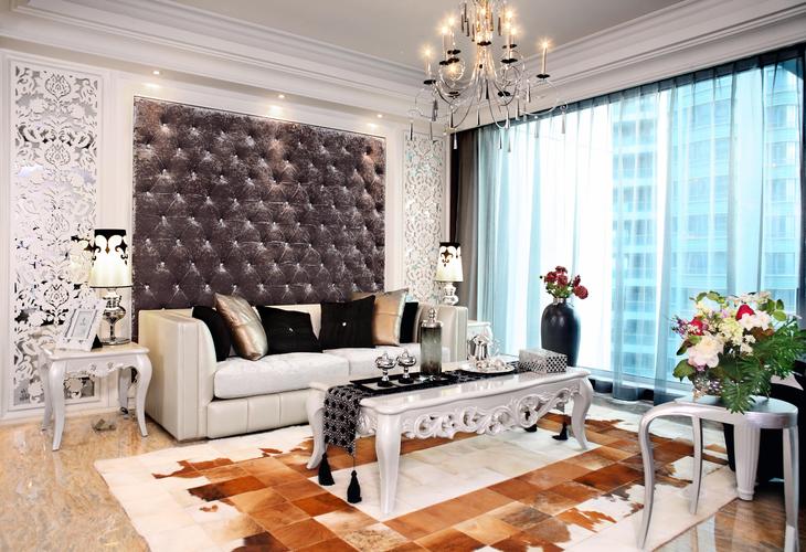 新古典客厅沙发软包背景墙效果图客厅美式经典客厅设计图片赏析