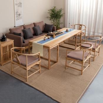 台桌禅意新中式黑胡桃木办公室茶艺桌沙发家具茶桌老榆木原木色