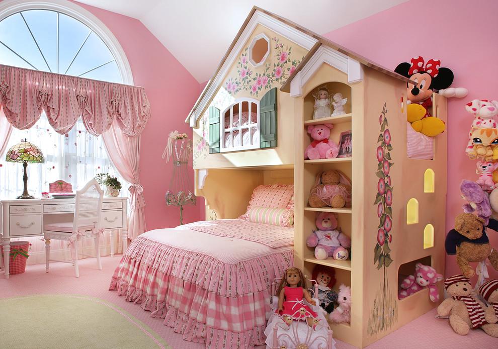 新古典别墅粉色世界玩偶装饰儿童房装修效果图