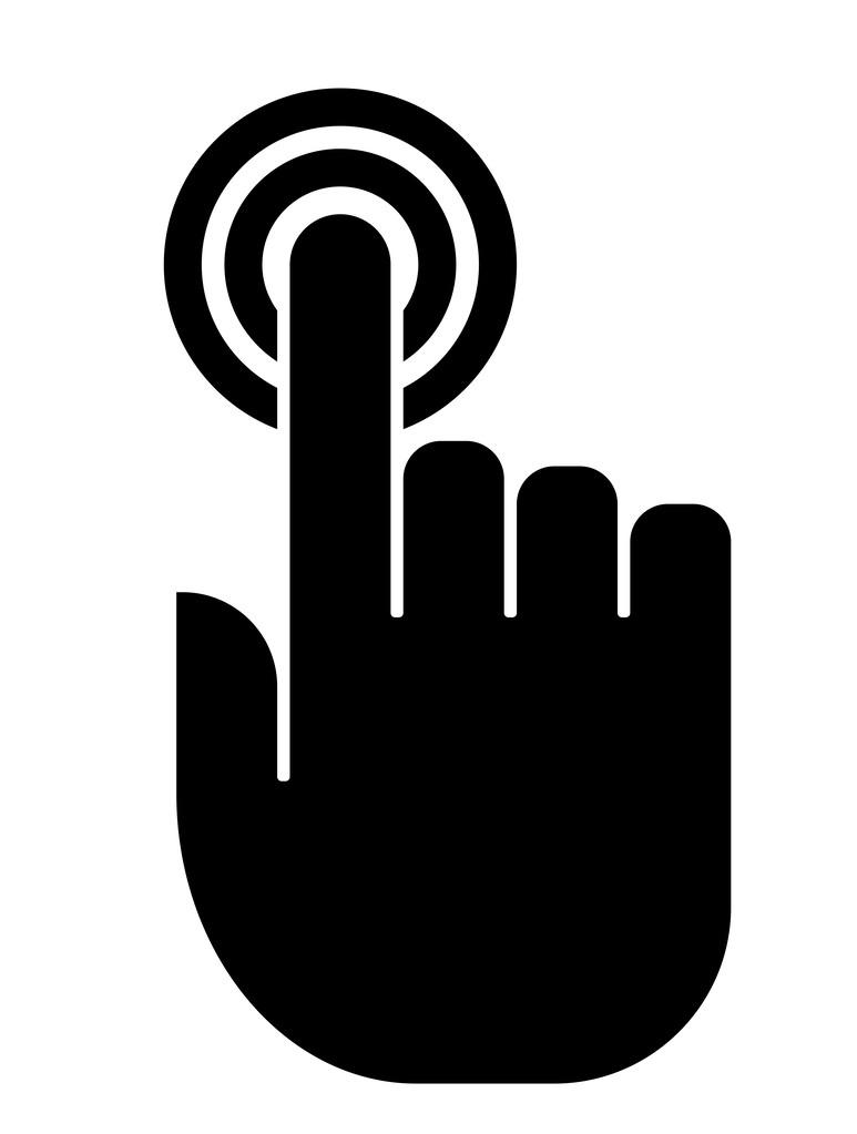 手触摸图标触摸食指孤立在白色背景上的黑色的矢量符号