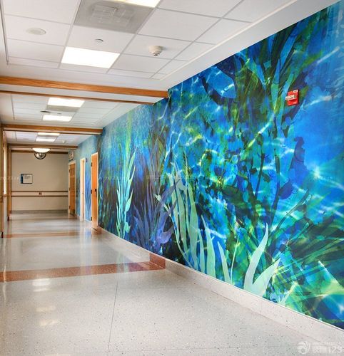 医院走廊石材背景墙图片装修123效果图