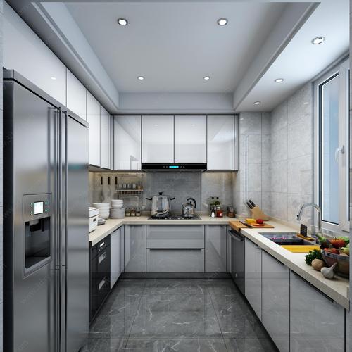 现代轻奢厨房橱柜3d家装模型原创