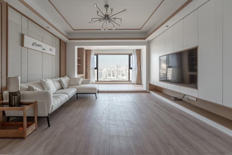 江景房客厅木地板中式现代客厅设计图片赏析