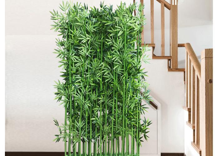 仿真竹子装饰假竹子隔断挡墙屏风塑料竹子室内仿真绿植物盆栽装饰绢布