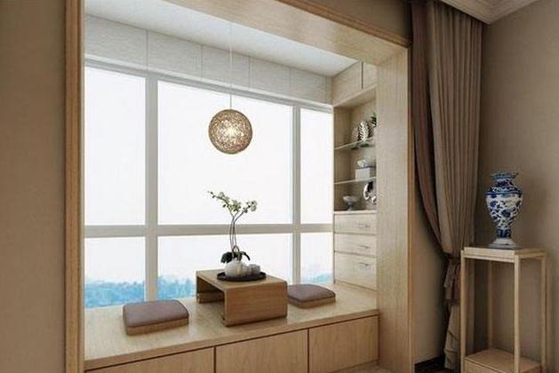 用飘窗做榻榻米是最简单也最常见的方式喝茶休闲都可以.