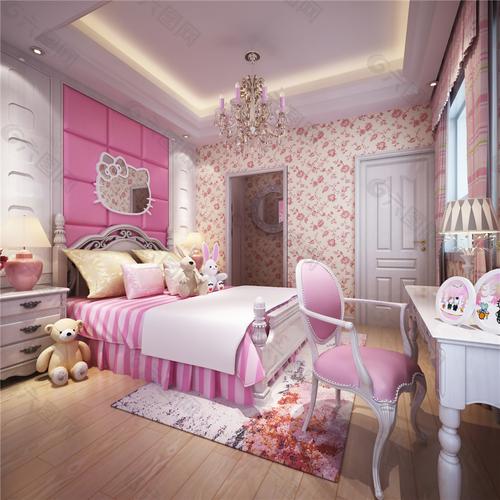 粉色小女孩卧室装修效果图装饰装修素材免费下载图片编号8972500