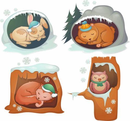 冬眠的小动物简笔画