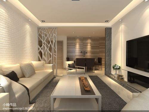 现代简约小型客厅镂空隔断装修效果图