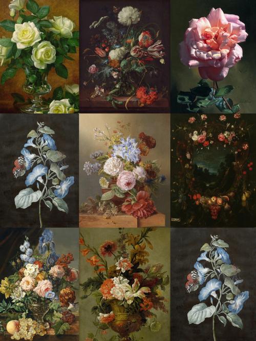 古典油画玫瑰花卉
