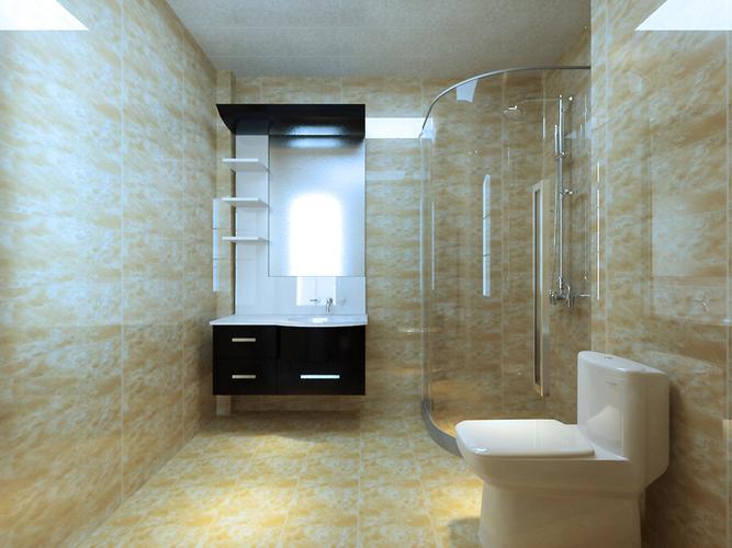 卫生间墙地砖选择米黄色系列的砖给人带来的是一种温馨浴屏的独特