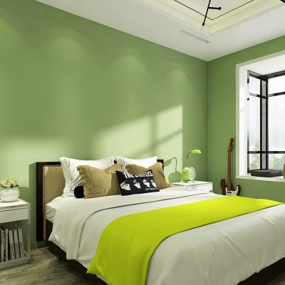 北欧风素色绿色墙纸客厅卧室无纺布现代简约家装工程纯色壁纸批发