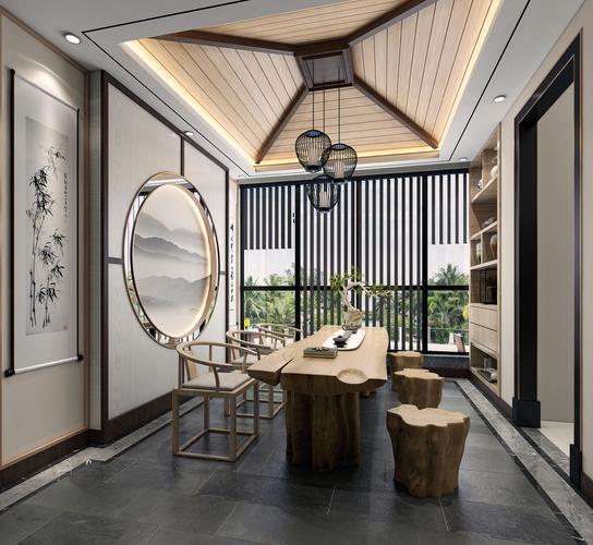 新中式别墅茶室装修效果图