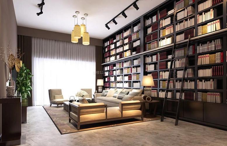 简单中式风格客厅整体书柜装修效果图