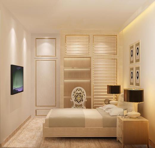 米色现代风格精致小巧卧室组合柜装修效果图